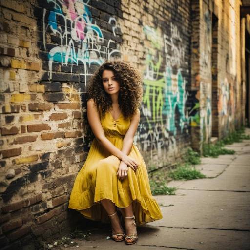 Woman in Yellow Sundress by Graffiti Wall