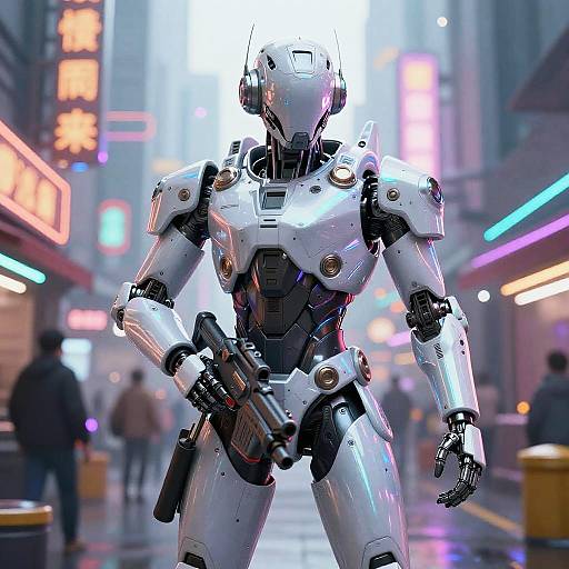 Futuristic Android in Cyberpunk Market