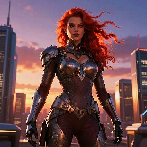 Giant Woman Over Futuristic City