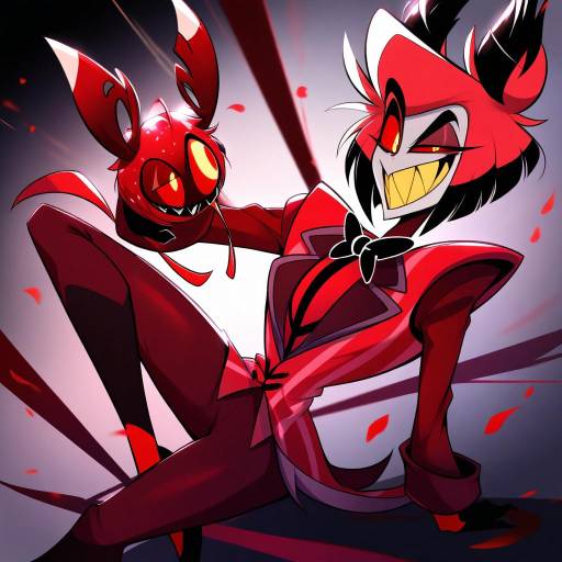 Illustration of Alastor (hazbin hotel), hazbin hotel in the style of Fir3born