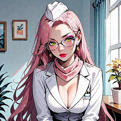 Stylish Anime Office Lady with Glasses