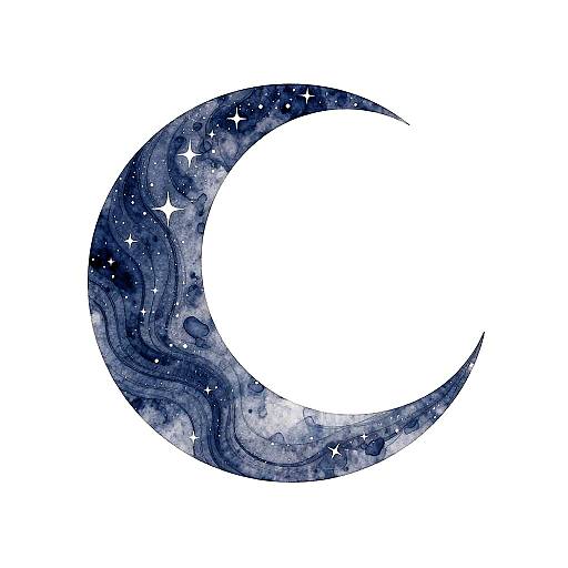 Crescent Moon Silhouette Watercolor