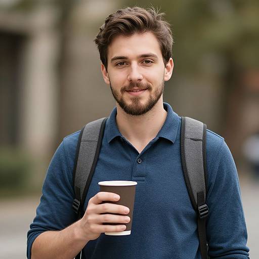 Realistic Male Guest Holding Cup