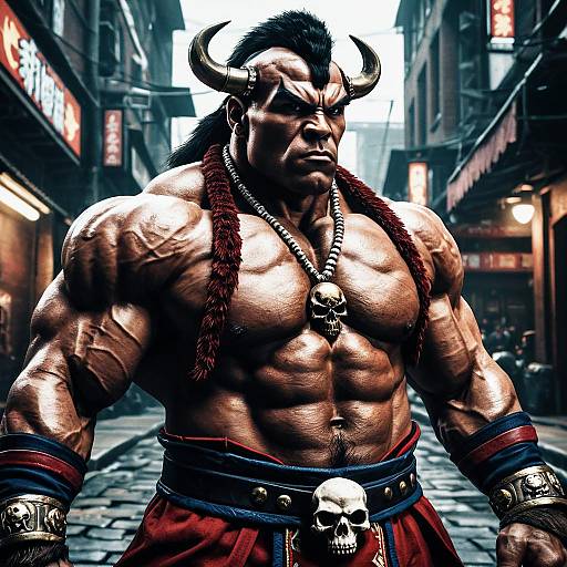 Photorealistic M. Bison Inspired Character in Urban Setting
