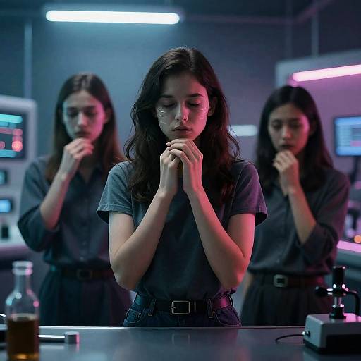 Neon Cyber Prophets Facing Fears