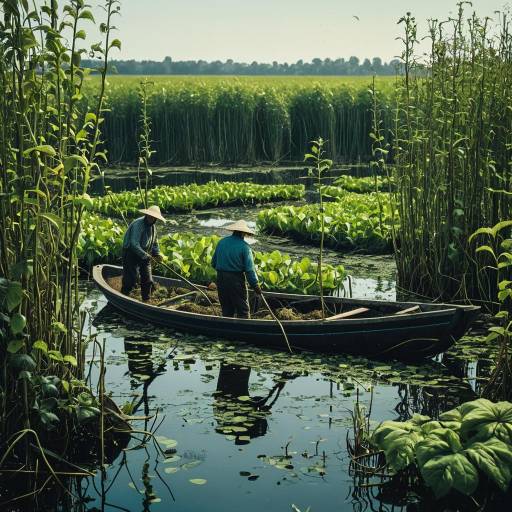 Farmers Working in Floating Marshland