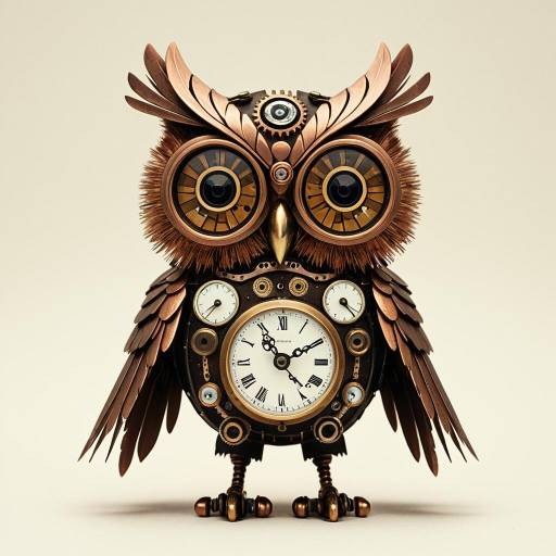 Whimsical Steampunk Owl Illustration