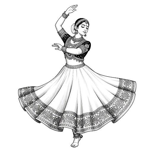 Moonlit Kathak Dancer Silhouette