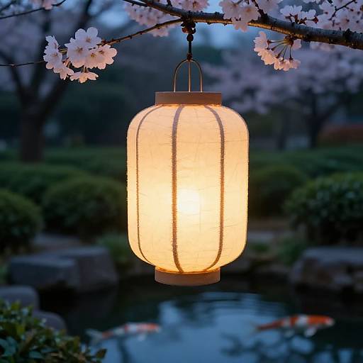 Japanese Lantern in Serene Tea Garden