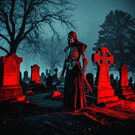 Mysterious Nighttime Graveyard Scene