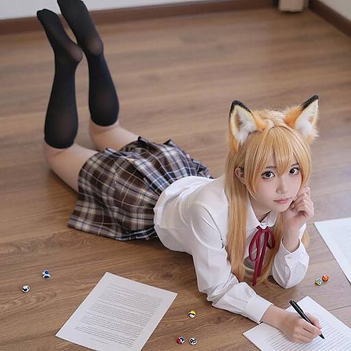 Playful Blonde Anime Fox Girl