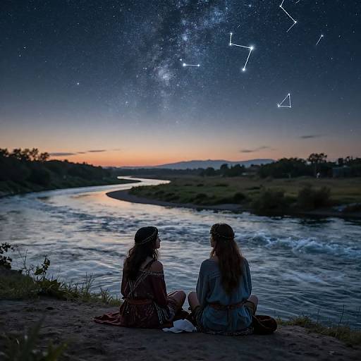 Golden Hour Friends Under Starry Sky
