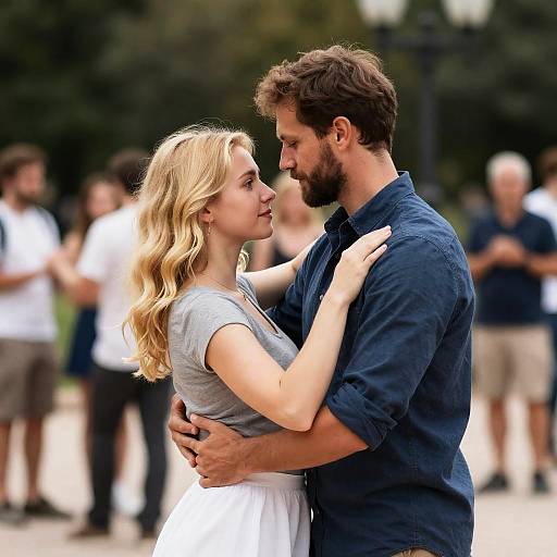 Intimate Dance in a Blurred Park