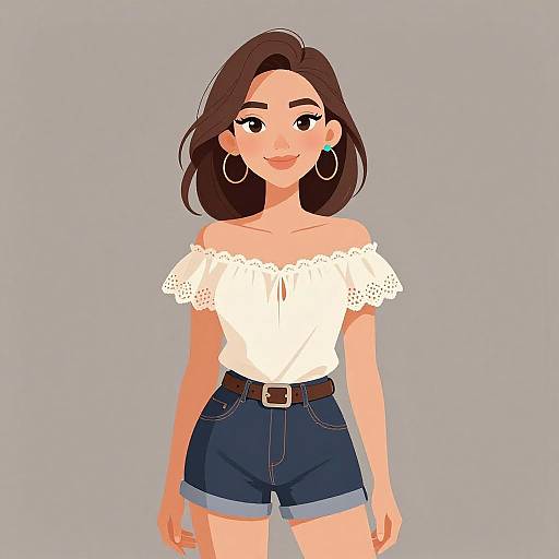 Smiling Woman in Casual Ivory Blouse