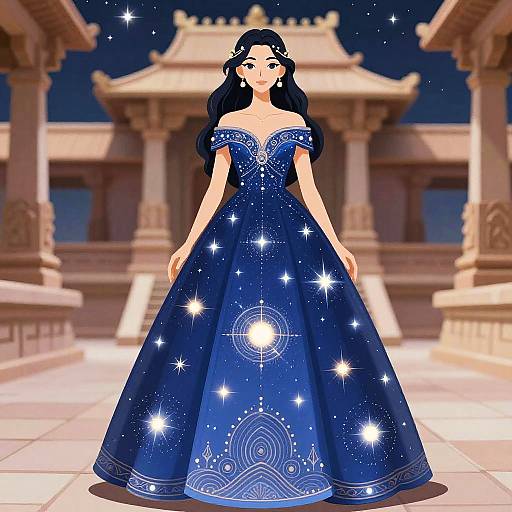 Celestial Oracle in Sapphire Gown