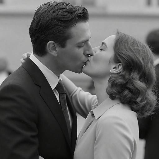 Black and White Couple Kissing