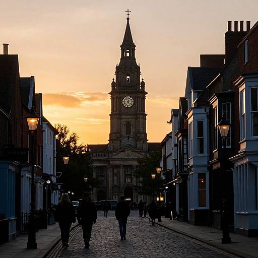 Victorian Town Square at Sunset
