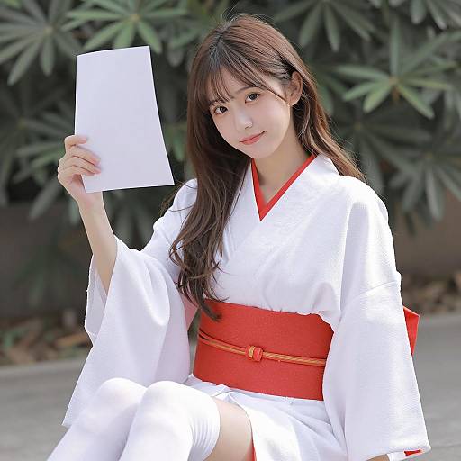 Charming Young Miko in Nature