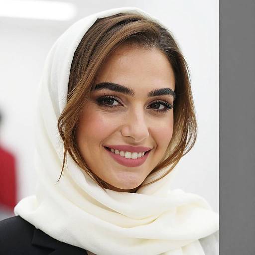 Smiling Woman in White Headscarf