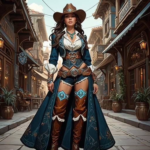 Elegant Urban Fantasy Cowgirl Illustration