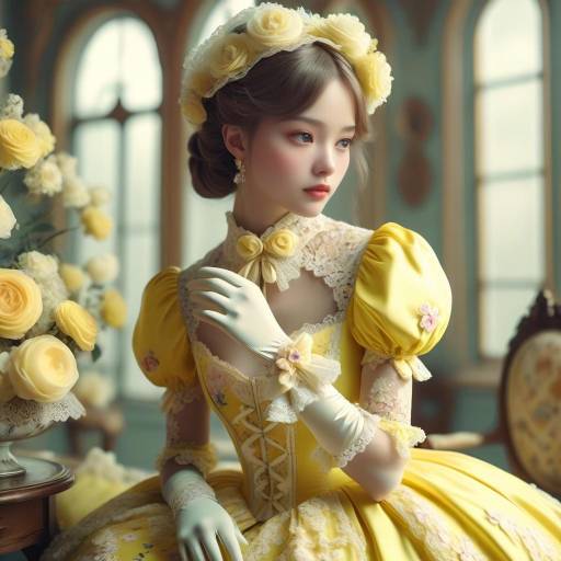 Kawaii Fashion Model in Luxurious Dress