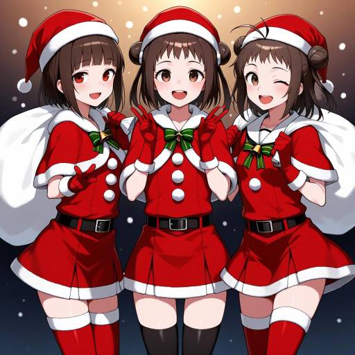 Festive Trio in Santa Costumes