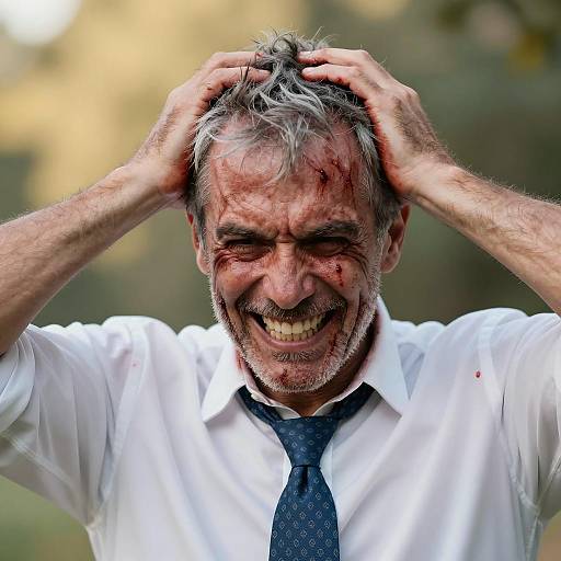 Dramatic Close-Up of Distressed Man
