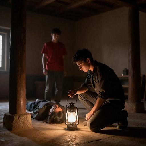 Lantern Light in a Rustic Room