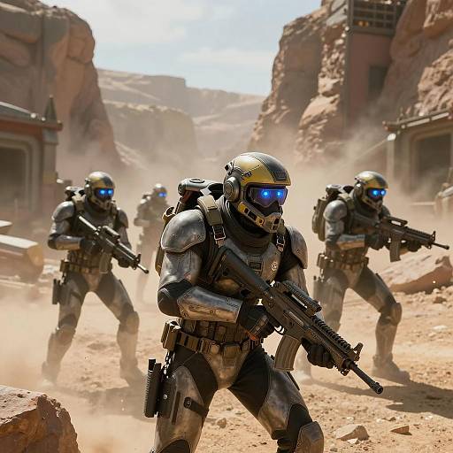 Futuristic Night-Vision Raid in Desert