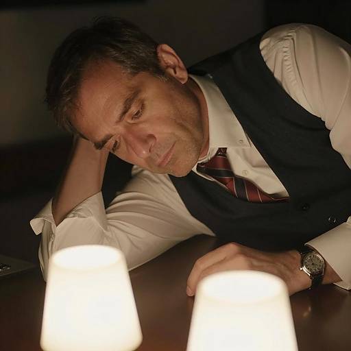 Contemplative Man in Dim Light