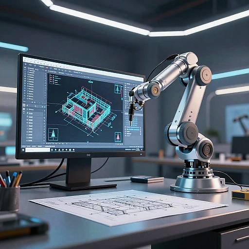 Robotic Arm Drafting Futuristic Architecture