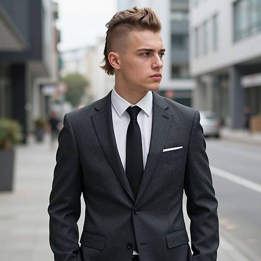 Stylish Young Man in Urban Suit