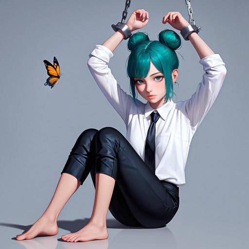 Young Girl with Green Hair in Restraints Young Girl with Green Hair in Restraints
