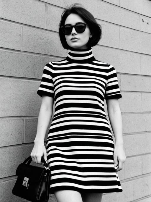 Chic Mod Style Woman in Stripes
