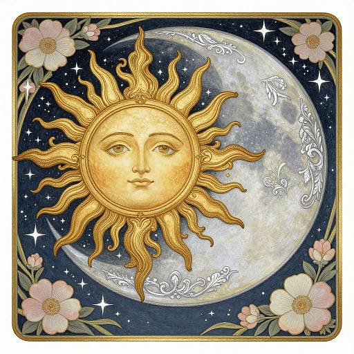 Art Nouveau Moon and Sun Aesthetic