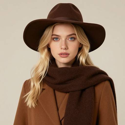 Blonde Girl in Brown Outfit