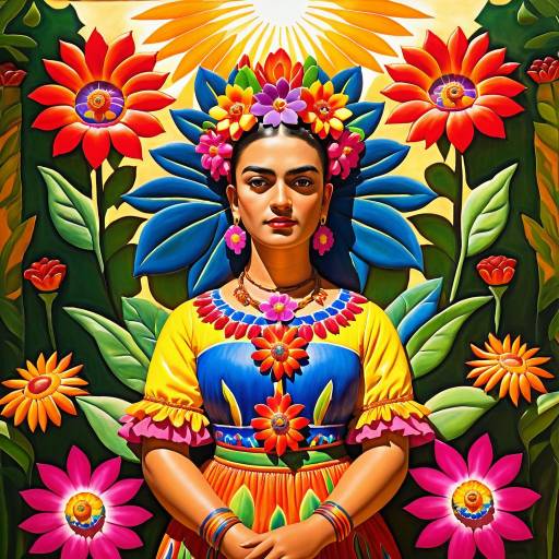 Frida Kahlo's Vibrant Flower Guardian