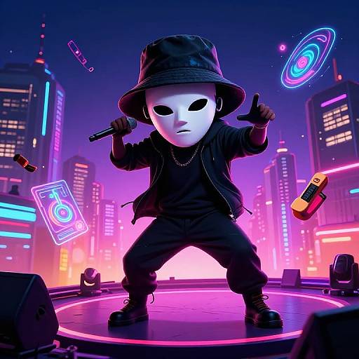 Cyberpunk Buckethead Rooftop Performance