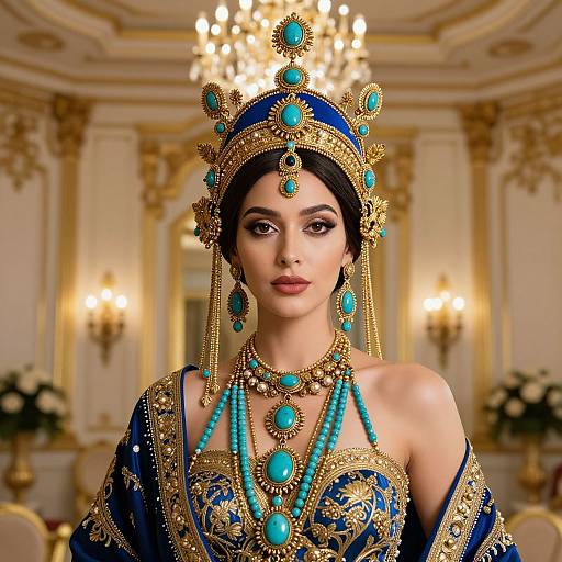 Elegant Woman in Ornate Headdress