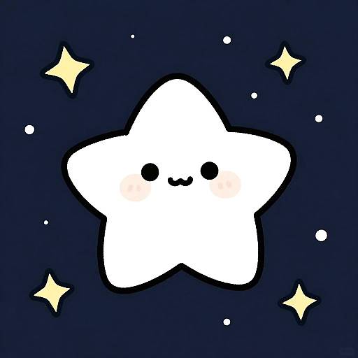 Minimalist Star-Shaped Fish in Space