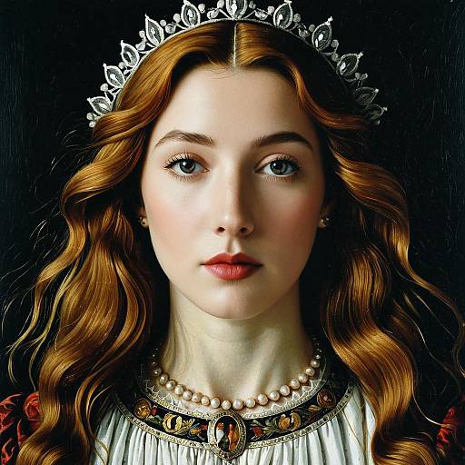 Realistic Portrait of a Princess with Pearl Necklace