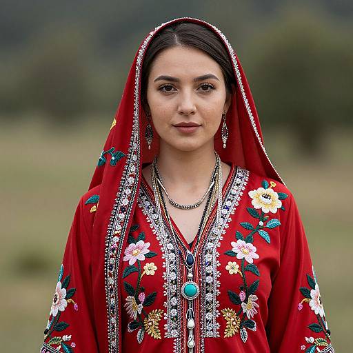 Woman in Vibrant Ethnic Attire