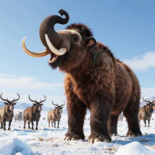 Fierce Woolly Mammoth on Icy Tundra