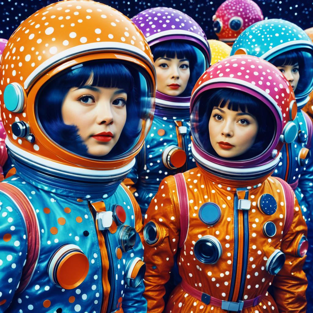 Retro Vibrant Astronauts in Kusama Style