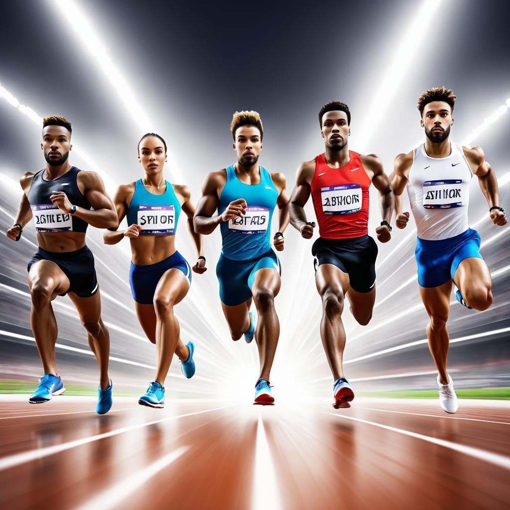 Athletes Sprinting with Intense Focus