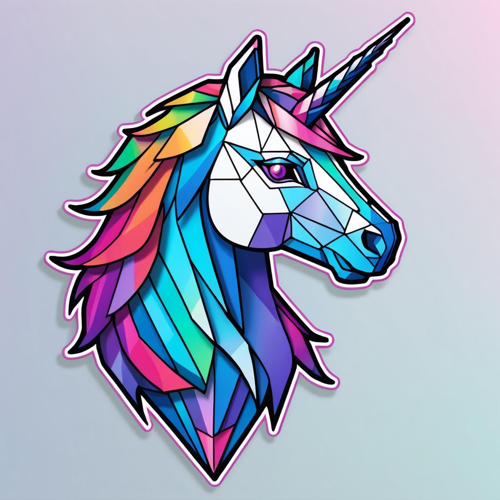 Geometric Mechashot Unicorn Sticker Art