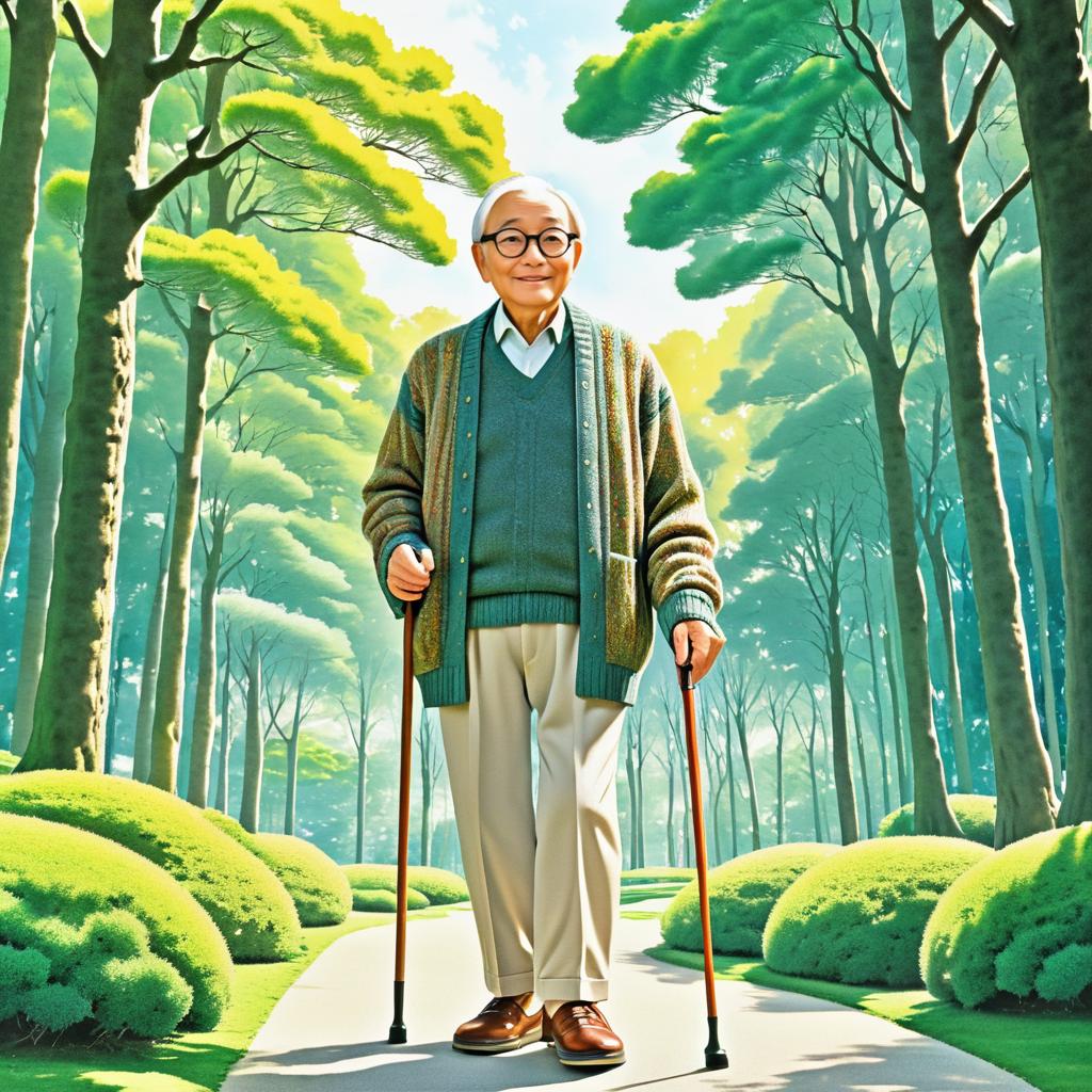 Cheerful Elderly Man in Tranquil Park