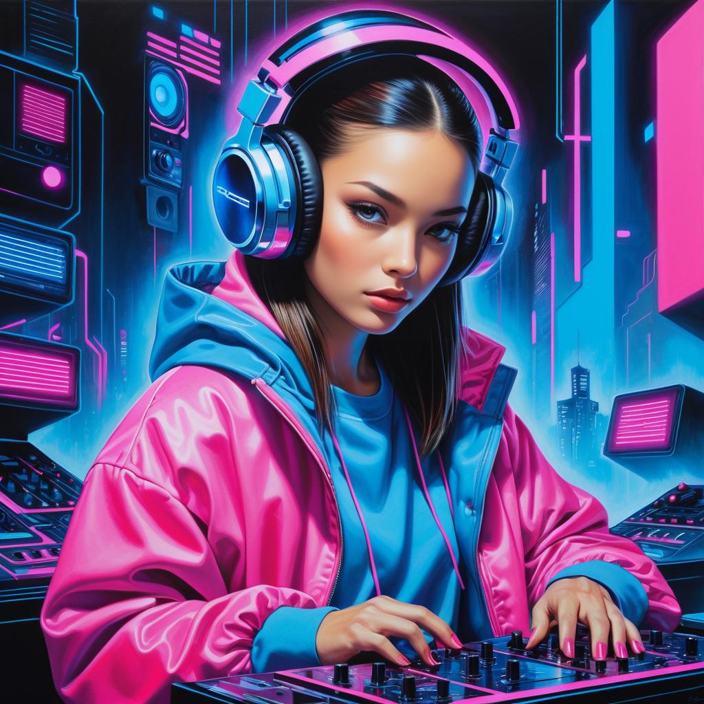 Futuristic Cybernetic DJ in Urban Style