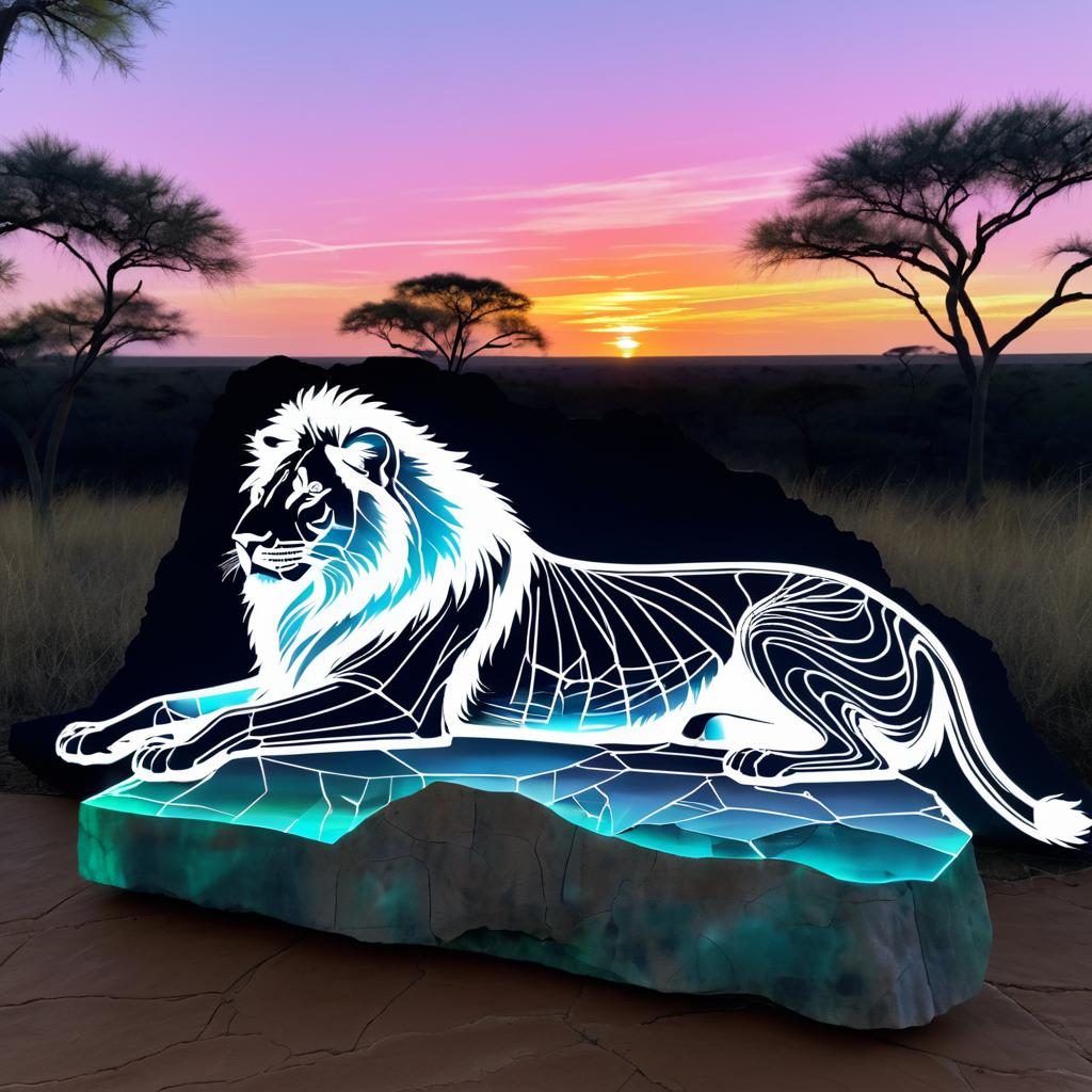 Lion X-Ray Art at Savannah Sunset