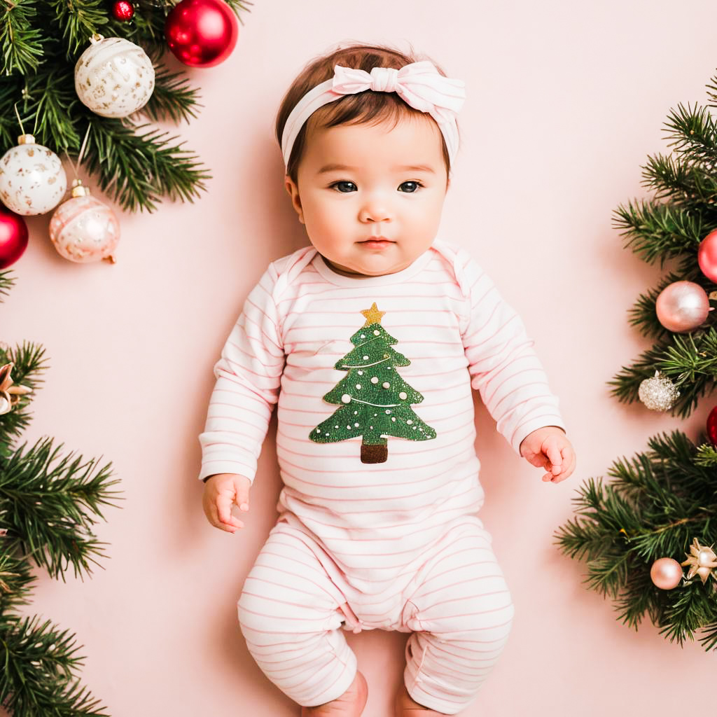 Festive Newborn Baby Girl in Cozy Outfit